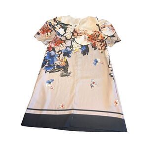 Zara basic collection floral grey shift short sleeve mini dress small